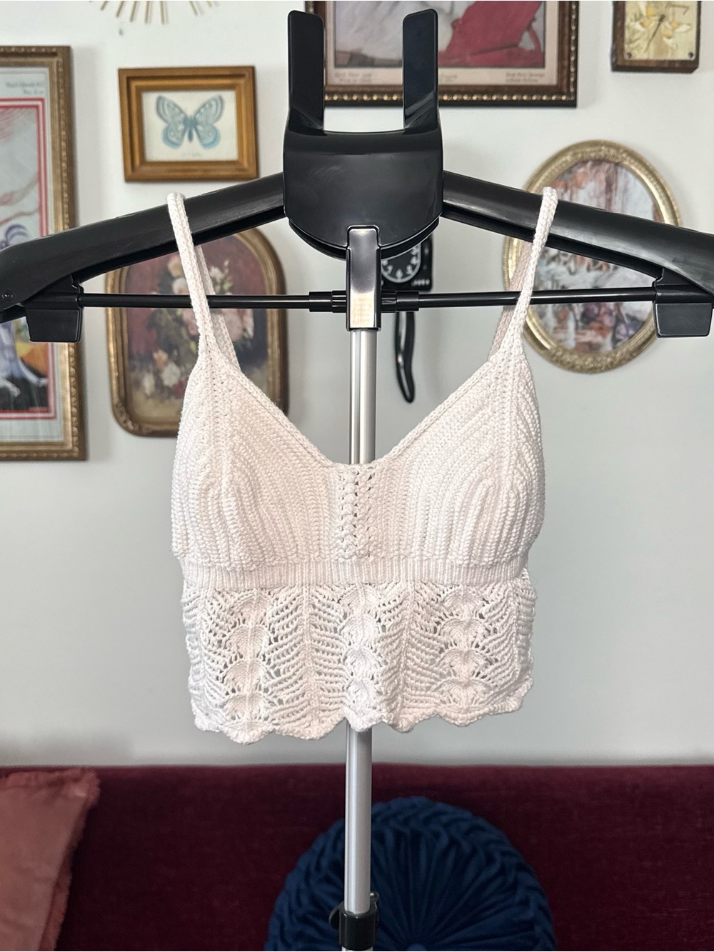 Crochet Knit Bralette Top - White